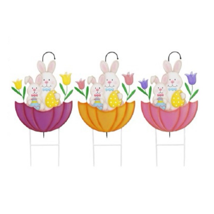 Easter Bunny in Umbrella on Two Poles-image