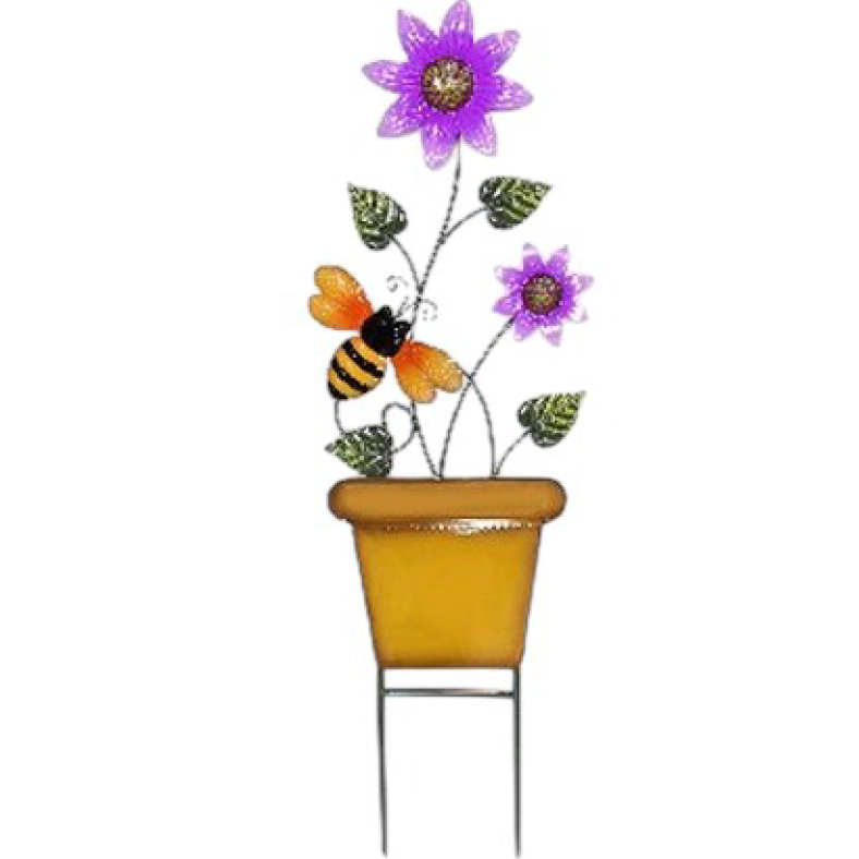 Metal Bee with Flowers in a Pot-image